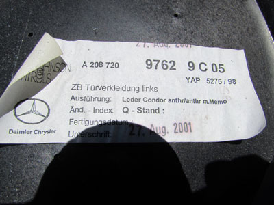Mercedes Door Panel, Left A2087209762 W208 CLK55 AMG4